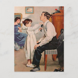 Vintag Tying Daddys Krawatte Postkarte