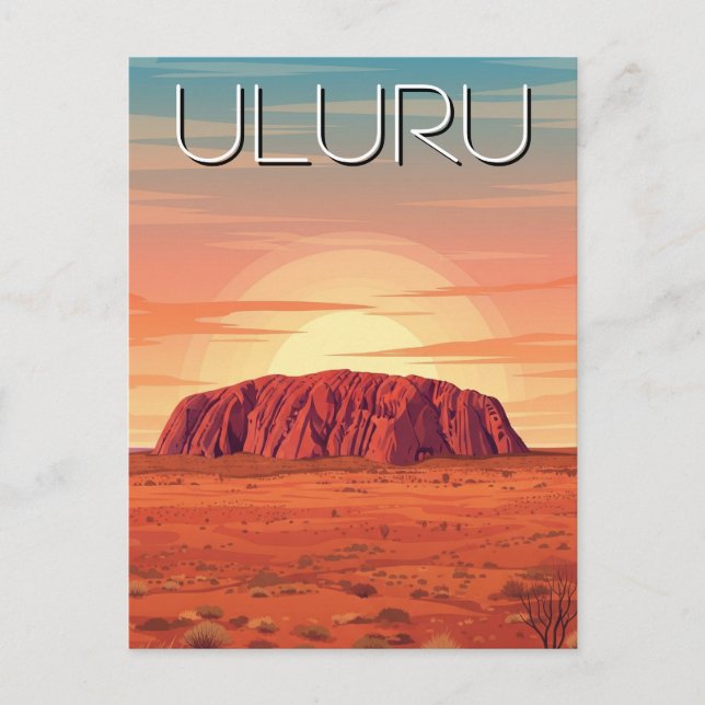 Vintag Uluru Australia Sunset Postkarte (Vorderseite)