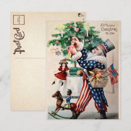 Vintag Uncle Sam Santa Decoration Weihnachten Postkarte