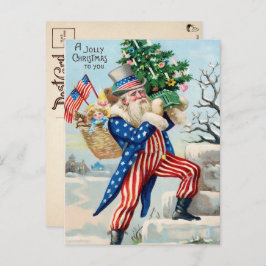Vintag Uncle Sam Santa Weihnachtskarte Postkarte