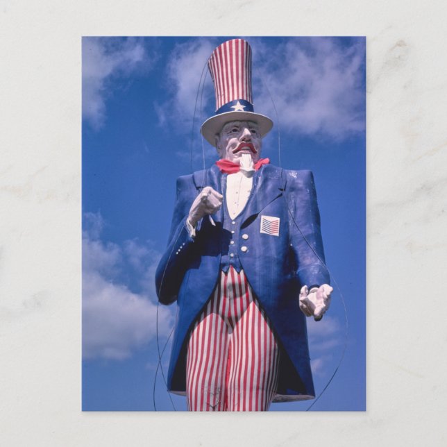 Vintag Uncle Sam Statue Postcard Postkarte (Vorderseite)