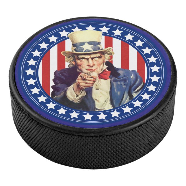 Vintag Uncle Sam US Flagge Eishockey Puck (3/4)