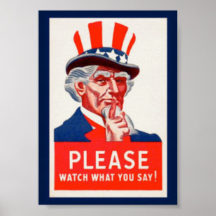 Vintag Uncle Sam WW2 Propaganda Poster