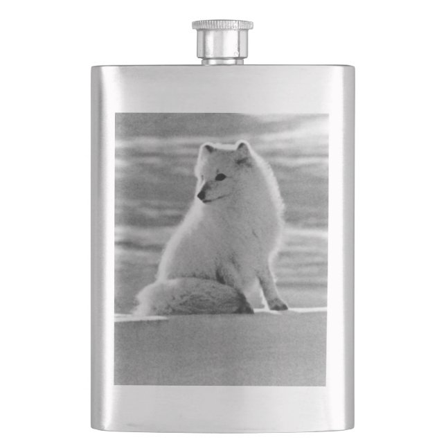 Vintag USA Alaska Arctic fox Flachmann (Vorderseite)
