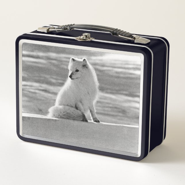 Vintag USA Alaska Arctic fox Metall Brotdose (Vorderseite)