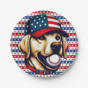 Vintag, USA baseball Labrador Pappteller