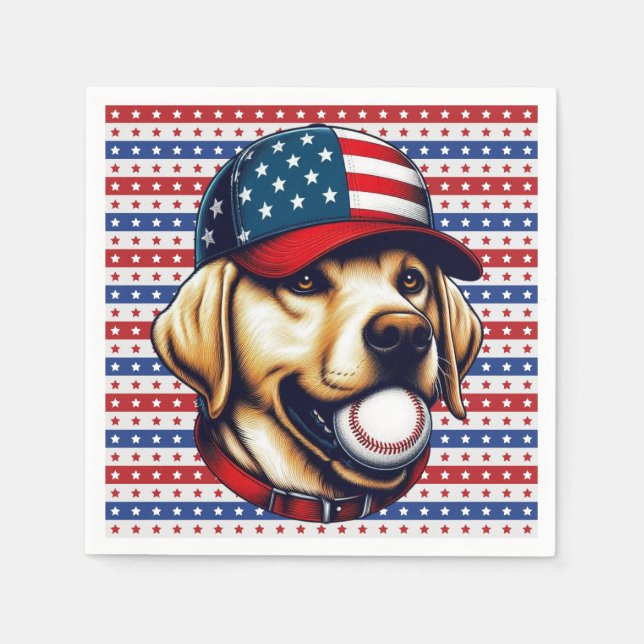 Vintag, USA baseball Labrador Serviette (Vorderseite)