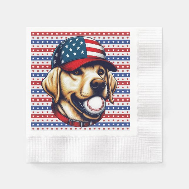 Vintag, USA baseball Labrador Serviette (Vorderseite)