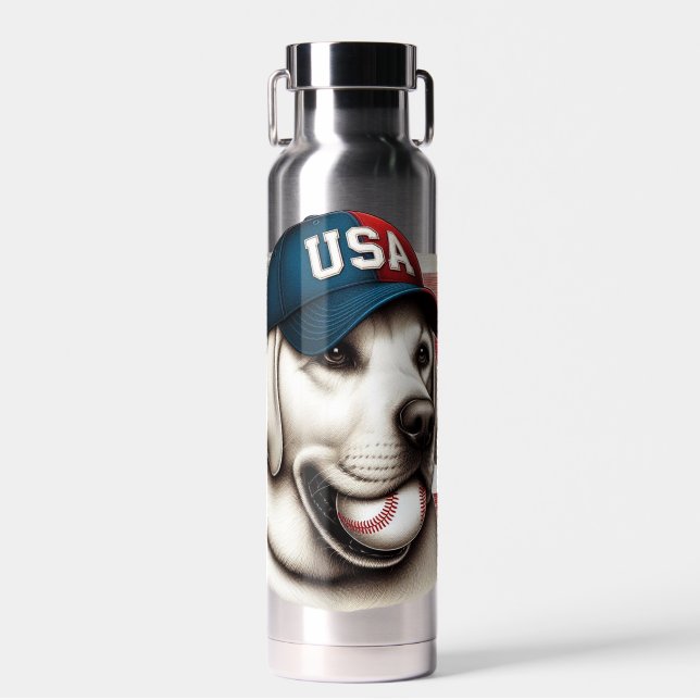 Vintag, USA baseball Labrador Trinkflasche (Vorne)