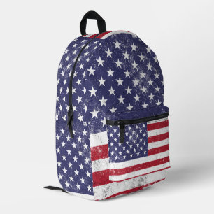 Vintag USA Flag Patrioamerikanisches Red White Blu Bedruckter Rucksack