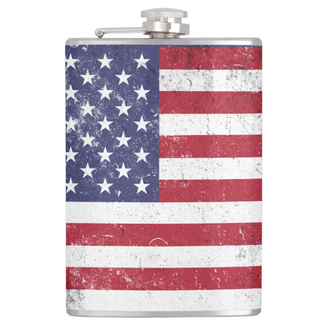 Vintag USA Flag Patrioamerikanisches Red White Blu Flachmann (Vorderseite)