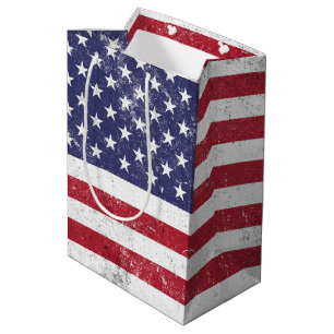 Vintag USA Flag Patrioamerikanisches Red White Blu Mittlere Geschenktüte