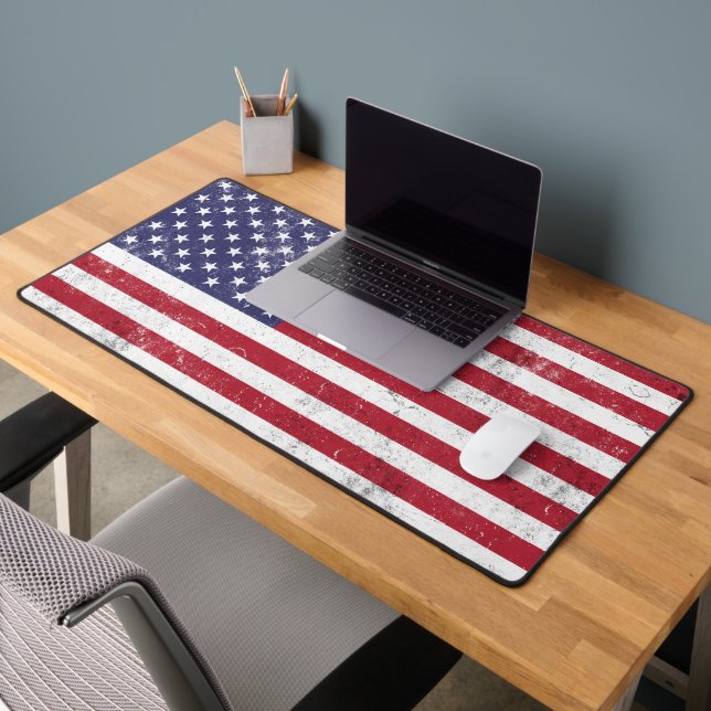 Vintag USA Flag Patrioamerikanisches Red White Blu Schreibtischunterlage (Büro 2)