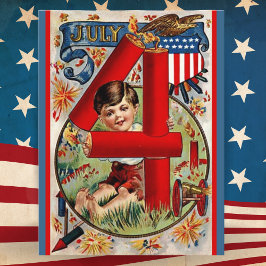 Vintag USA Patriotic 4. Juli Feiertagspostkarte