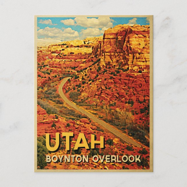 Vintag Utah Boynton Overlook Postkarte (Vorderseite)