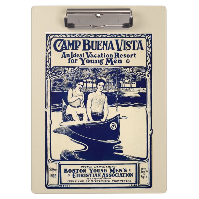 Vintag Vacation Poster Camp Buena Vista - Boston Klemmbrett (Vorderseite)