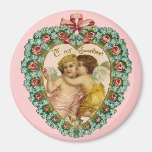 Vintag Valentine Afftektionate Cherubs Magnet