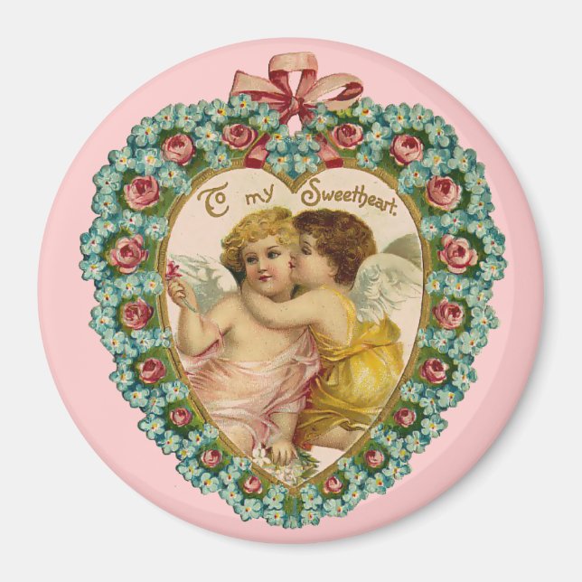 Vintag Valentine Afftektionate Cherubs Magnet (Vorne)