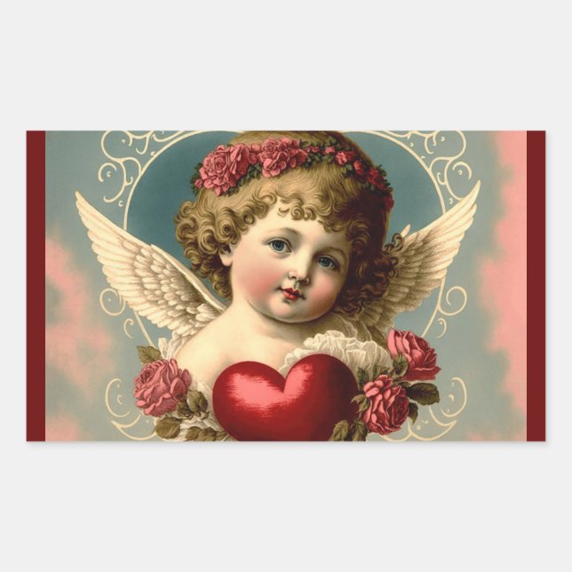 Vintag Valentine Angel Aufkleber (Vorderseite)