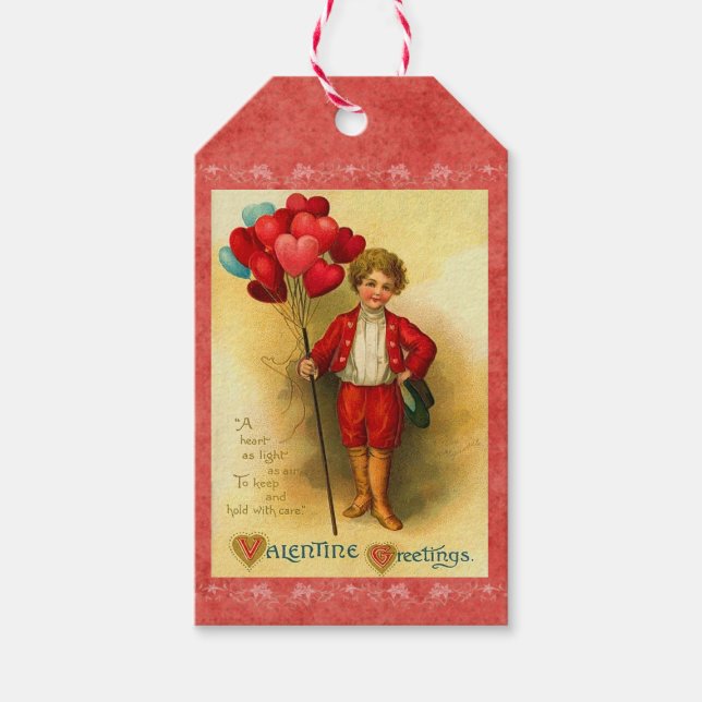 Vintag Valentine Ballon Grüße Hängekarten Geschenkanhänger (Vorderseite)