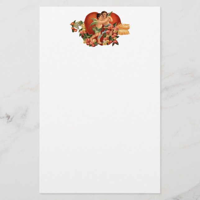 Vintag Valentine Cherubs Briefpapier (Vorderseite)