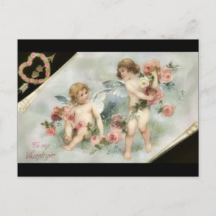 Vintag Valentine Cherubs Feiertagspostkarte