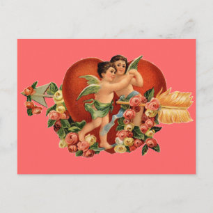 Vintag Valentine Cherubs Feiertagspostkarte