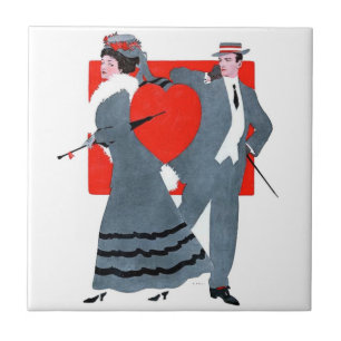 Vintag Valentine Couple Fliese