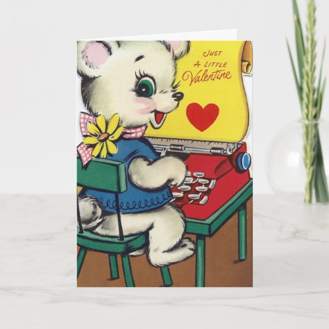 Vintag Valentine Critter Feiertagskarte (Vorderseite)