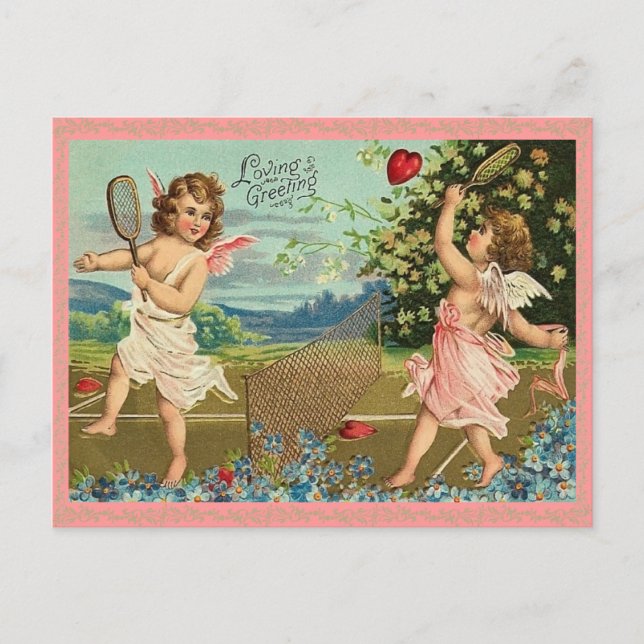 Vintag Valentine Cupid Postkarte (Vorderseite)