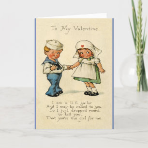 Vintag Valentine - ein Seelsorger für Seinen Liebs Feiertagskarte