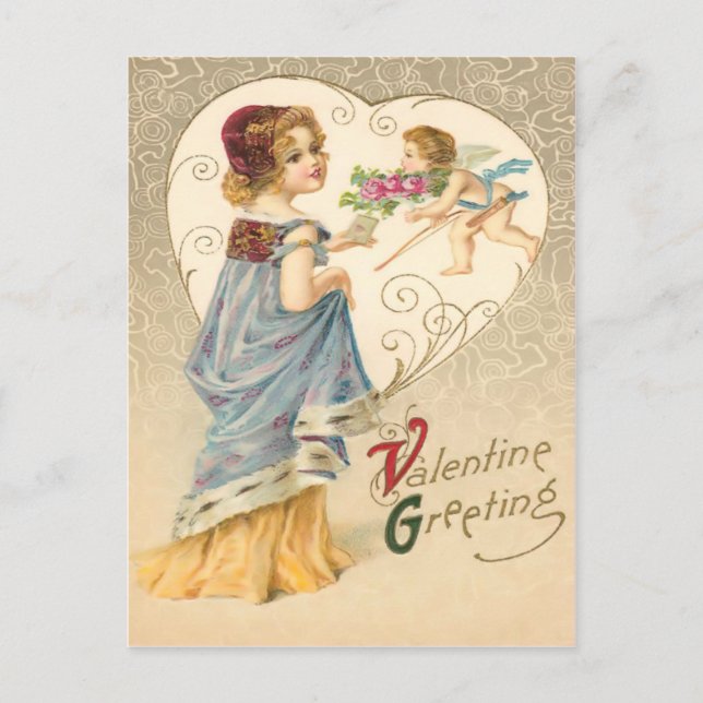 Vintag Valentine Gruß Postkarte (Vorderseite)