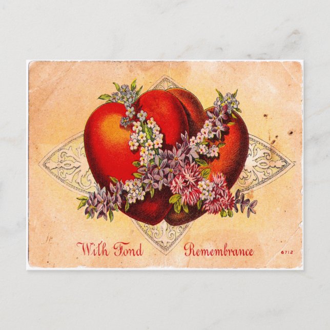 Vintag Valentine Hearts Feiertagspostkarte (Vorderseite)