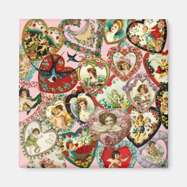 Vintag Valentine Hearts Magnet (Vorne)