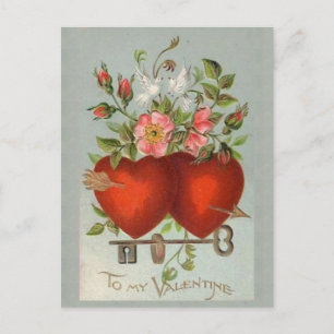Vintag Valentine Hearts Postkarte