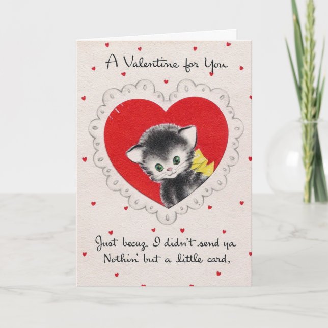 Vintag Valentine Kitty Feiertagskarte (Vorderseite)