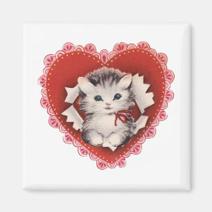 Vintag Valentine Kitty Magnet
