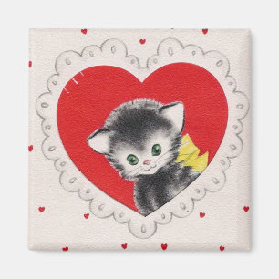 Vintag Valentine Kitty Magnet