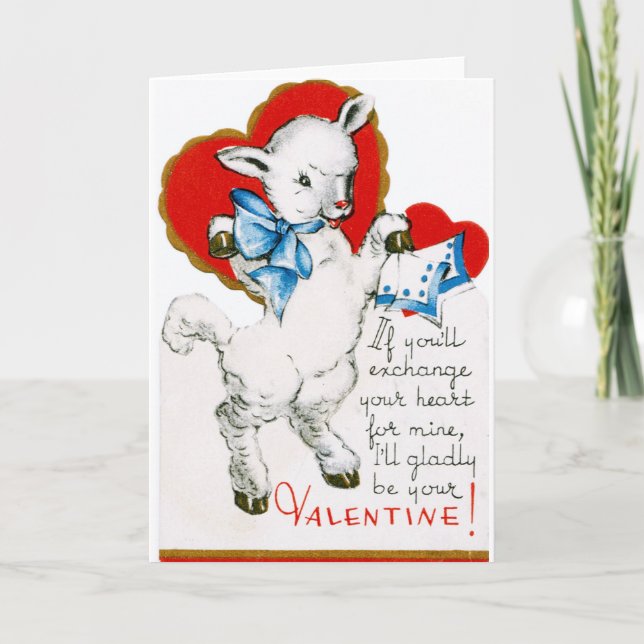 Vintag Valentine Lamb Feiertagskarte (Vorderseite)