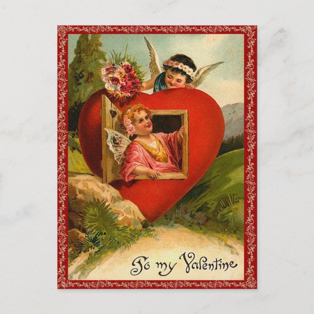 Vintag Valentine Postkarte (Vorderseite)