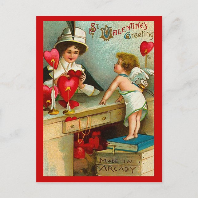 Vintag Valentine Postkarte (Vorderseite)