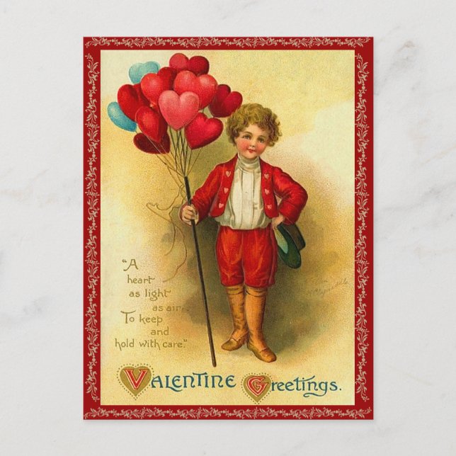 Vintag Valentine Postkarte (Vorderseite)