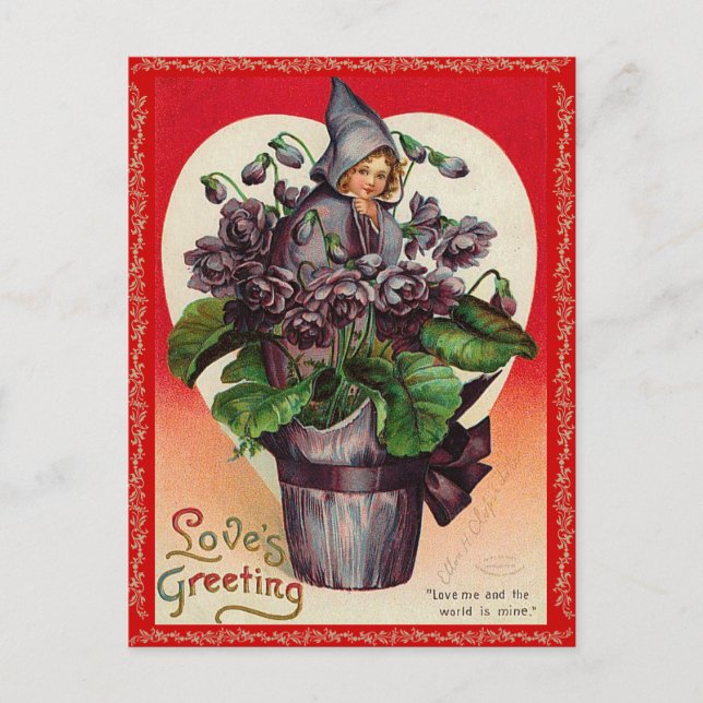 Vintag Valentine Postkarte (Vorderseite)