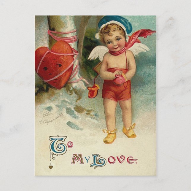 Vintag Valentine Postkarte (Vorderseite)