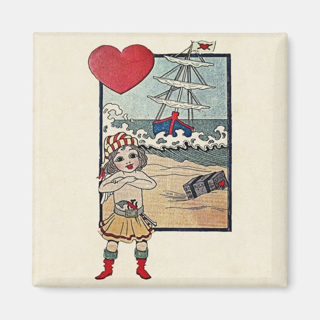 Vintag Valentine Postkarte Magnet (Vorne)