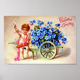 Vintag Valentine Postkarte Poster