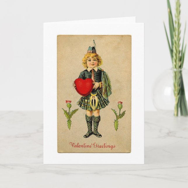 Vintag Valentine Scottish Feiertagskarte (Vorderseite)