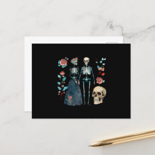 Vintag Valentine Skeleton Collage Postkarte