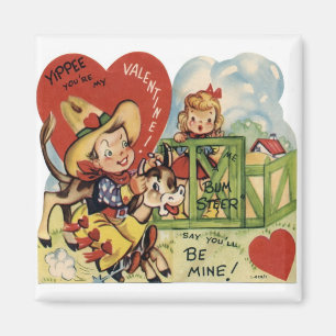 Vintag Valentine Steer Magnet