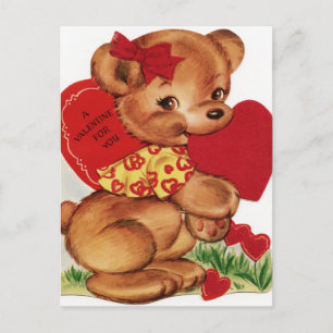 Vintag Valentine Teddy Bear Feiertagspostkarte